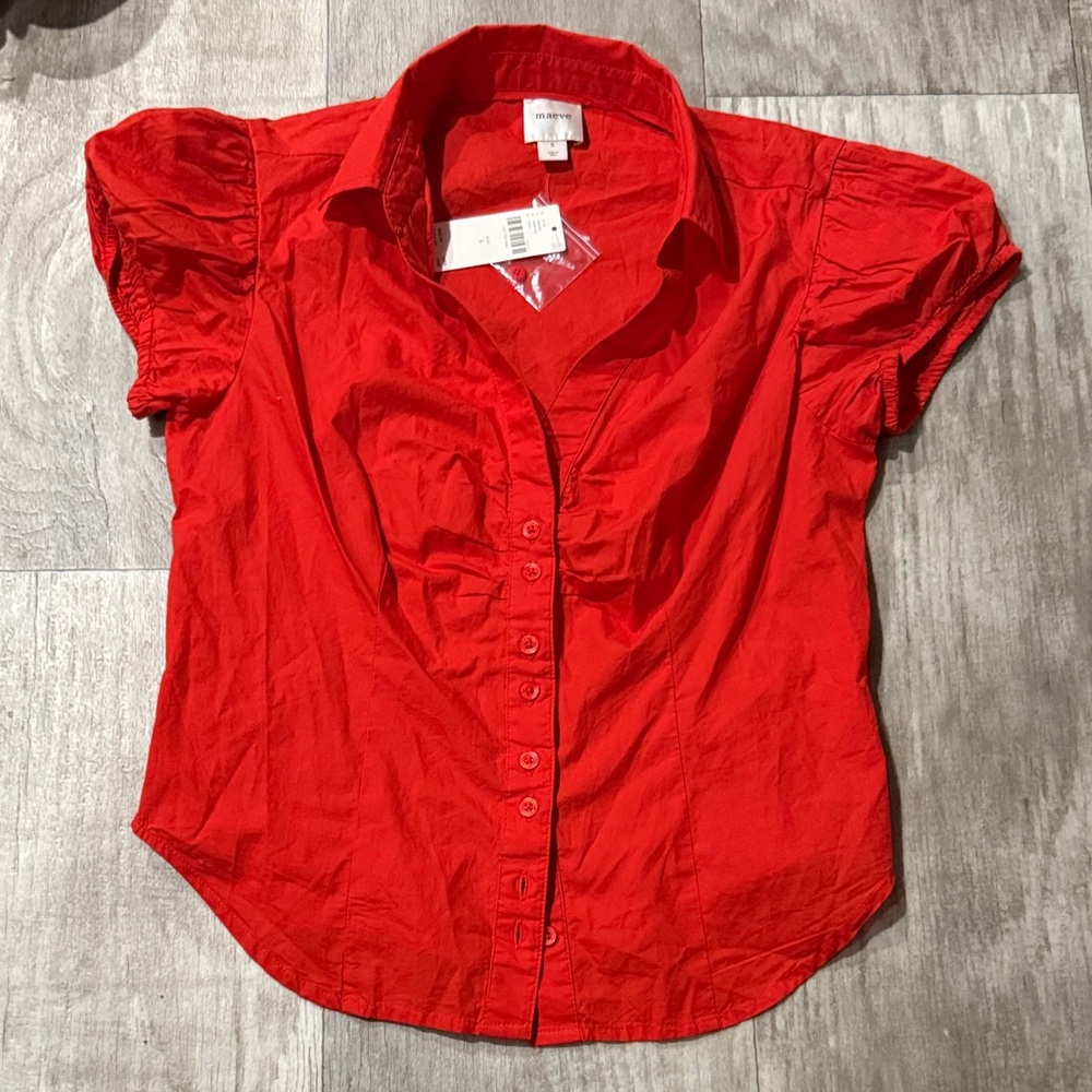 Maeve Red Button-Down Shirt